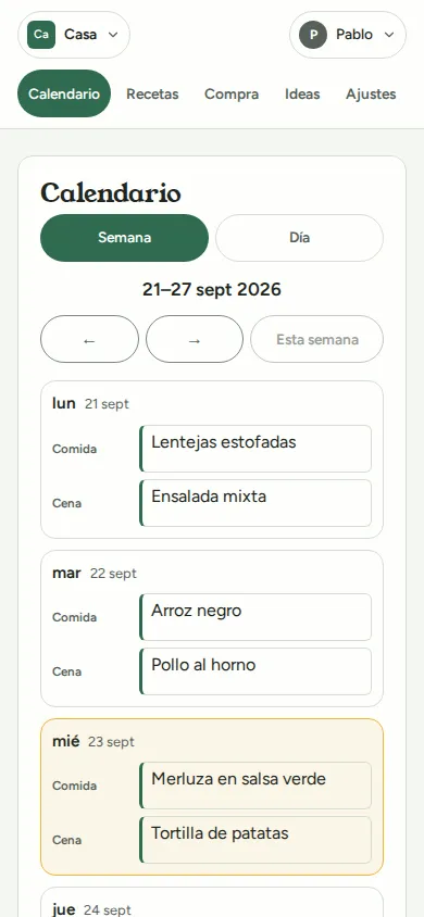 La misma semana en el móvil